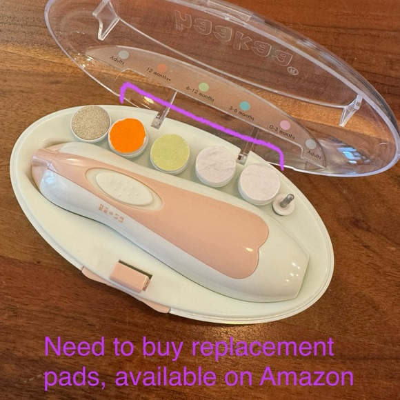 Hakkaa Baby Nail Trimmer Electric, with 6 Grinding Heads and LED Light - Picture 3 of 4